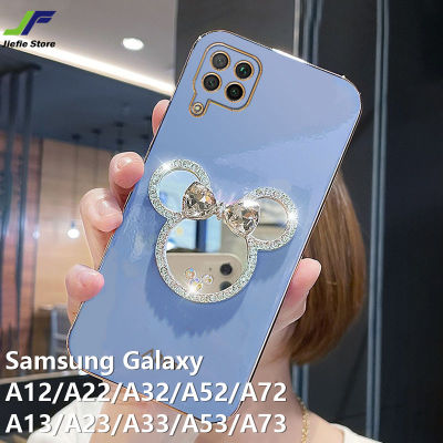 JieFie น่ารัก Minnie โทรศัพท์กรณีสำหรับ Samsung Galaxy A12 / A13 / A22 / A32 / A52 / A72 / A23 / A33 / A53 / A73 / A14 / A24 / A34 / A54 แฟชั่นสไตล์ Girly กับ Shiny Diamond Mickey Mouse กระจกโทรศัพท์