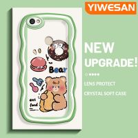 YIWESAN เคสสำหรับ Xiaomi Redmi โน๊ต5A,เคส Y1พิมพ์ลายการ์ตูนหมีสีครีมขอบคลื่นเคสเคสโทรศัพท์โปร่งใสนิ่มเคสป้องกันกล้องซิลิโคนสุดสร้างสรรค์เคสโทรศัพท์กันกระแทกแบบใส