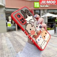 เคส JIUMOO สำหรับ Xiaomi 10T 10T 10T Pro Redmi เคส K30s ลายการ์ตูนกระต่ายบางขอบสี่เหลี่ยมด้านข้างดีไซน์ใหม่กันกระแทกมีน้ำค้างแข็งโปร่งใสแข็งเคสมือถือปลอกซิลิโคนคลุมทั้งหมดเคสนิ่มสำหรับปกป้องกล้อง