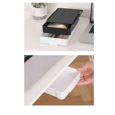 Under Desk Drawer Organizer Invisible Storage Box Self-Adhesive Stationary Container Desk Sundry Makeup Holder