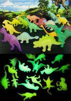 ☋✵ 16 pcs/set Mini Luminous Jurassic Noctilucent Dinosaur Toy Glow In The Dark Dinosaurs Baby Boys Gift for Kids Novelty Model
