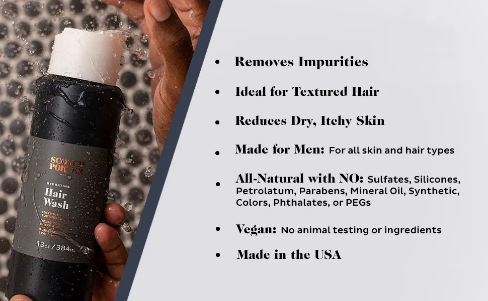 PRE-ORDER] Scotch Porter Hydrating Hair Wash for Men Gentle Shampoo  Promotes Softness, Shine & Scalp Health Formulated with Non-Toxic  Ingredients, Free of Parabens, Sulfates & Silicones Vegan 13oz Bottle (ETA:  2023-02-15) |