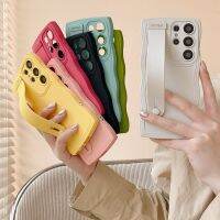 [On1ine 3C Digital} หรูหราแฟชั่นคลื่นขอบสีทึบเคสโทรศัพท์สำหรับ Samsung S21 S22 S23อัลตร้าพลัสเคสซิลิโคนแบบนิ่ม