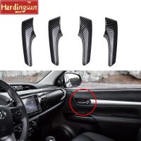 Hardingsun 4ชิ้นสีคาร์บอนไฟเบอร์ฝาครอบมือเปิดประตูประตูด้านในสำหรับ Toyota Hilux Revo พิชิต Rocco 2015 2016 2017 2018 2019 2021 2020