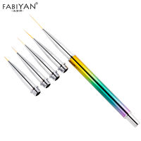 1Set Metal Handle French Stripe Nail Art Liner Brush Set 3D Tips Manicure Ultra-thin Line Drawing Pen UV Gel Brushes Painting Tools with Replaceable 4