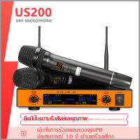 US-200 Wireless ไมโครโฟน One for Two 2 ไมโครโฟนแบบใช้มือถือ UHF FM 80M ระยะทางรับ KTV Bar Party Band Performance Support COD รับประกันของแท้ ของแท้ microphone