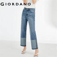 Giordano ผู้หญิง กางเกงขายาวผ้าเดนิมขากระบอกฟอกฟอก Free Shipping 18422601