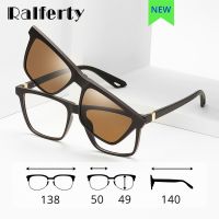 Ralferty 2 In 1 Kacamata Terpolarisasi Magnetik untuk Pria UV400 Kualitas Tinggi Klip Pada Kacamata Persegi Kacamata Gafas De Sol Hombre