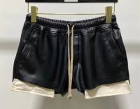 Famous Brand Women High Quality Black Shorts Luxury Leather Shorts Original Designer Stitching Dark Style Drawstring Pants