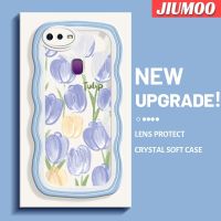 เคส JIUMOO สำหรับ OPPO F9 F9 Pro U1 Realme A7x 2 Pro แฟชั่นดอกทิวลิปลายคลื่นขอบนุ่มเคสมือถือกันกระแทกแบบใสสร้างสรรค์เคสโปร่งใสลายกล้องถ่ายรูปซิลิกาเจลป้องกัน