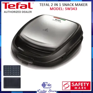 Tefal 2 In 1 Sandwich & Waffle Maker With Interchangable Plates In  Silver/Black