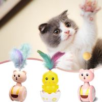 【WNING small pet】ของเล่นแมวของเล่นลูกหมุนของเล่นขนนกโต้ตอบได้,ของเล่นตลกของเล่นแมวแบบโต้ตอบของเล่นไม้ปลายขนนก