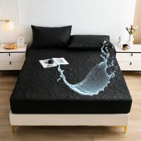 Black Pattern Waterproof mezzanine Fitted Sheet Home Bed Cover Sabana Summer Spring Winter Mattress Covers (no pillowcase)