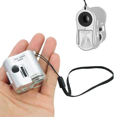 1PC 60X Mini Pocket LED UV Jewellers Loupe Microscope Glass Jewellery Magnifier Drop Shipping With Flashlight Ultraviolet Rays Rechargeable Flashlight