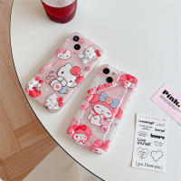 แฟชั่นลายหมีเมโลดี้ลูกแมว KT น่ารักสำหรับ IPhone14 13 12 11 Pro Max เคสโทรศัพท์รูปการ์ตูนความคิดสร้างสรรค์