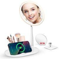 New Product LED Lighted Makeup Mirror Touch Sensor Switch With Wireless Charger Beauty Cosmetic Mirror For Girl