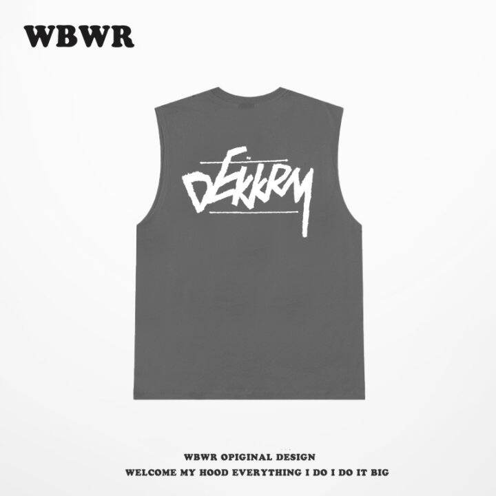 original-american-style-vibe-personality-heavy-260-cotton-sports-vest-mens-summer-tide-brand-letter-printing-vest-sleeveless-t-shirt