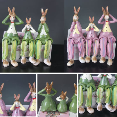 3Pcs Living Ornaments Rustic Rustic Three Cute Room Cute Ornaments Crafts Decoration Bedroom Easter Bunny Bunny Hanging Doll Bunny Ornament