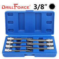 Drillforce 7PCS M4-M10 38 "ไดรฟ์ Spline Socket Bits ชุดอะแดปเตอร์ Spanner ประแจ12จุดซ่อมเครื่องมือ M4M5M6M7M9M10