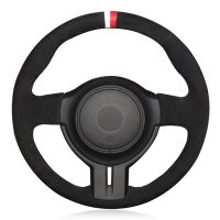 Car Steering Wheel Cover Hand-stitched Black Genuine Leather Suede For Toyota 86(GT86) Subaru BRZ Scion FR-S FRS