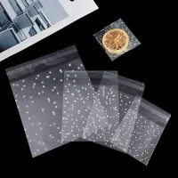 100PCS Plastic White Polka Dot Self-adhesive Bags Gift Packaging Bags Plastic Jewelry Candy Cookie Packing Bags Wedding Decor Cleaning Tools