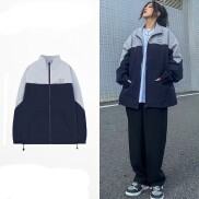 Áo khoác nhẹ nữ unisex cổ đứng vải dù nhật 2 lớp phối màu phong cách
