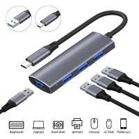 [HOT HAIXWLXKWW 589] 4พอร์ต USB 30 HUB Type C Dock Station อลูมิเนียมอัลลอยด์ Multiport Splitter Expander อะแดปเตอร์ความเร็วสูงสำหรับแล็ปท็อป MacBook