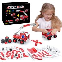 Car Building Set Assembly Puzzle 3D Educational Toys Small Fire Truck Toy Multifunctional DIY Puzzle Building Block Cars Metal Fire Truck Car Assembly Toy for Kids practical