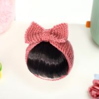 VAN Soft Smooth Natural Decor Girls Fringe Newborn Kids Hair Accessories Fluffy Knitted Bow Bang Princess Wig Headband Baby Hair Wig Toddler Neat Bang