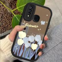 เคสสำหรับเคสภาพวาดสีน้ำมัน Vivo Y19พื้นผิวกระจกเคสลายดอกไม้เคสโทรศัพท์บางนุ่ม