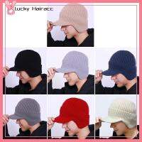 LUCKY HAIRACC 56-61ซม. ค่ะ หมวกถักนิตติ้ง ป้องกันหู ตุ๊กตาผ้าพลัฌ หมวกยอดแหลม แฟชั่นสำหรับผู้หญิง หนาขึ้น หมวกบอมเบอร์ สำหรับผู้ชาย