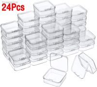 ♤๑▦ 1-24 Pieces Small Clear Plastic Beads Storage Containers Box with Hinged Lid Storage Case of Small Items Crafts Jewelry Hardware