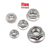 5/10pcs Fine Thread M6 M8 M10 M12 DIN6923 304 A2-70 Stainless Steel Hexagon Hex Serrated Lock Spinlock Flange Nut