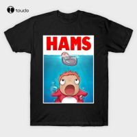 Hams Ponyo On The Cliff In Style Of Jaws Parody Black Tshirt Steven Spielberg Tee Shirt