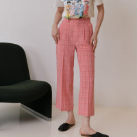 MIST OF RAIN - Demi Pants - Red gingham กางเกงขากระบอก กางเกงขาเต่อ (Pre order)