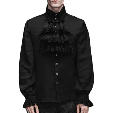 Mens Ruffle Vampire Pirate Shirt Halloween Steampunk Gothic