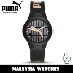 OFFICIAL WARRANTY) Puma P6058 Quartz 5 Three-Hand Black Case White