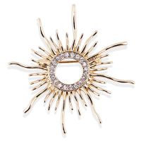 High Quality Sun Shape Brooch For Women Men Prong Setting Crystals  Color Broches Hijab Pins Scarf Buckles Plastron Jewelry Headbands