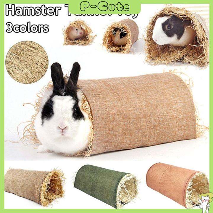 PCUTE Spacious Space Collapsible Arched Tunnel Rabbit Nest Straw Bunny