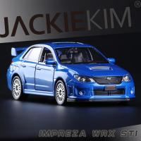 รถ Subaru Impreza 1:36จำลองได้สูงรถเก๋งดึงกลับทำจากโลหะรถ WRC STI 2สำหรับเปิดประตู Gratis Ongkir โมเดลรถของเล่น