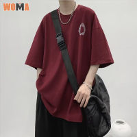 WOMA เสื้อยืดสำหรับผู้ชายเสื้อยืดไซส์พิเศษแบบลำลองเสื้อยืดแขนสั้นสำหรับอเมริกาแบบย้อนยุคแนวสตรีท