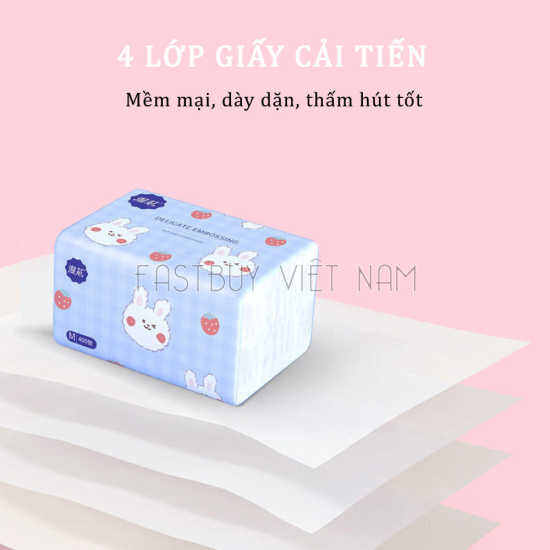 1 thùng giấy ăn hình thỏ 30 gói giấy ăn khăn giấy hình thỏ 3 lớp - ảnh sản phẩm 5