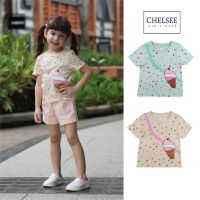 Chelsee เสื้อยืดคอกลม เด็กผู้หญิง รุ่น 237929 ลายไอศครีม ผ้า 100%Cotton อายุ 2-10ปี เสื้อผ้าแฟชั่นเด็กโต