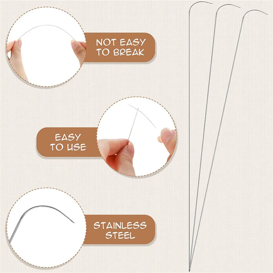 3Pcs Curved Beading Needles Stainless Bead Spinner Needles Thin Bead  Needles For Jewelry Making Sewing Spin Bead DIY Craft