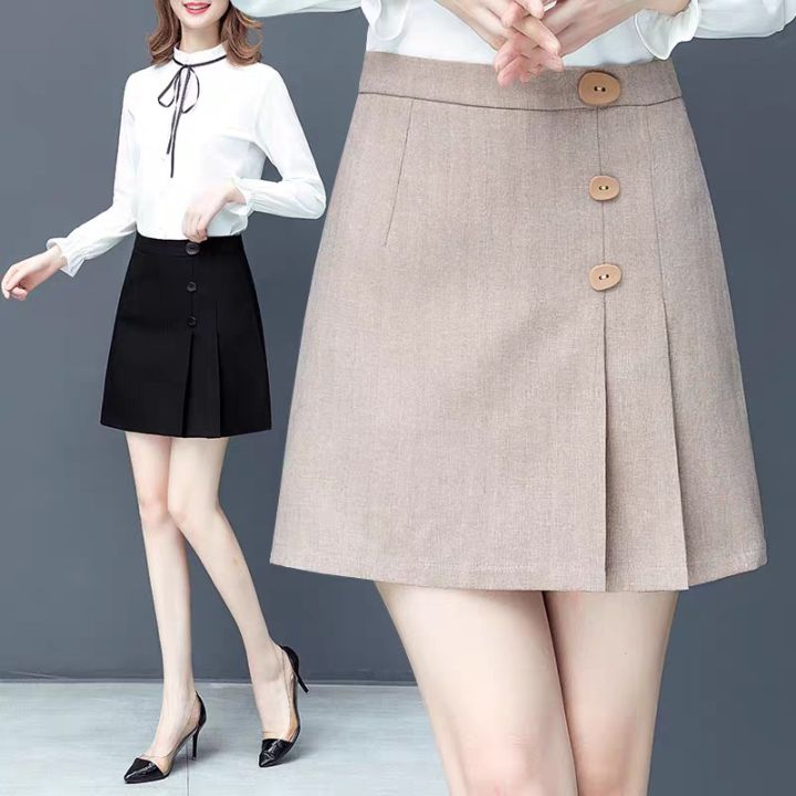 Chân váy chữ A xếp ly tà xéo đính nút CV0224  Thời trang công sở KK  Fashion 2019