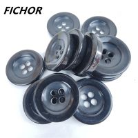 10 pcs 30mm 4 Hole Resin Imitation Horn Black Large Buttons For Clothing Sweater Suit Coat Vintage Decorations DIY Accessories