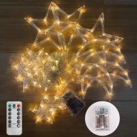 3.5M 8 Modes Romantic Star Moon Led Curtain String Light / Fairy Curtain Light / Christmas Garlands String lights For Ramadan Wedding Party Deco