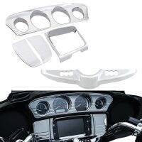 5Pcs Motorcycle Chrome Inner Fairing -Line Gauge Stereo Bezel Trims Panel For- Street Glide Glide 2014-2022