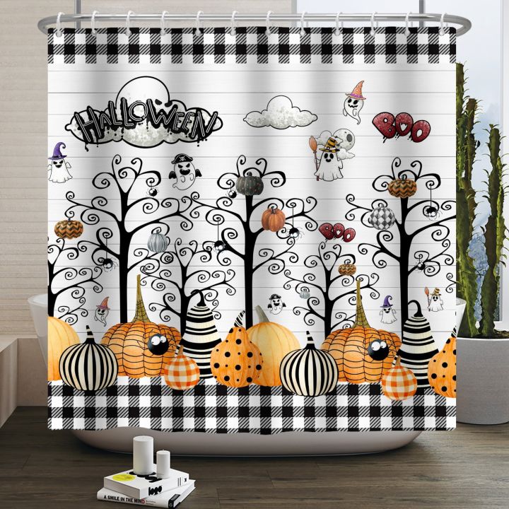 halloween-shower-curtain-horror-skull-wizard-pumpkin-bath-curtain-for-home-decoration-waterproof-bathroom-accessories-with-hooks