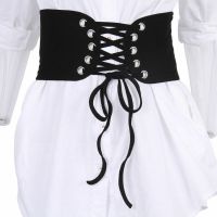 【CW】 Hot Sale Fashion Vintage Women 39;s Lace Up Stretch Waist Belt Wide Elastic Corset Waistband Slim Fit Unique Elegant Accessories